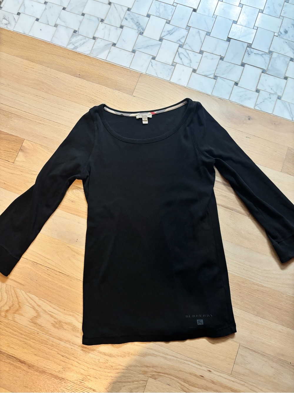 Burberry Black Scoop Neck Long Sleeve Women's Top